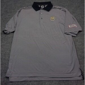 FootJoy Polo Shirt Mens M Blue Striped Golf Performance Stretch Titleist PGA